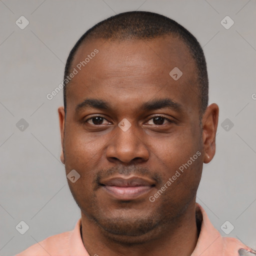 Neutral latino young-adult male with short  brown hair and brown eyes