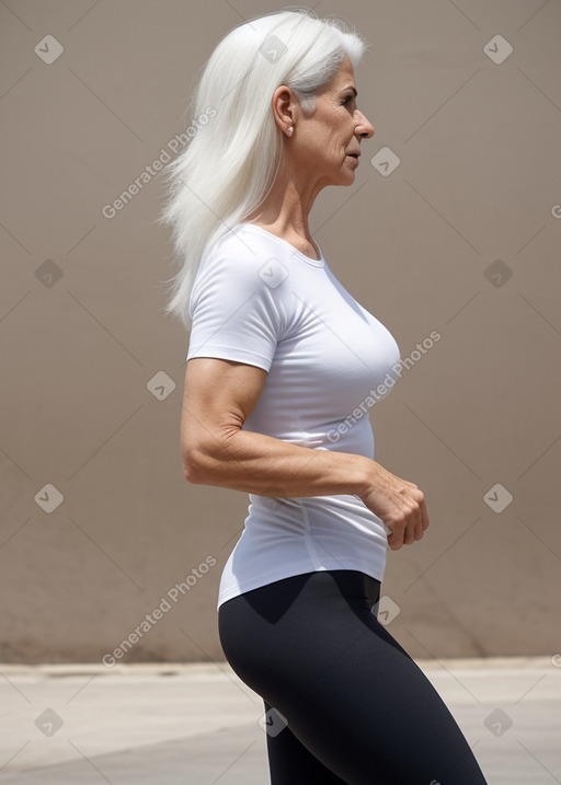 Israeli middle-aged female with  white hair