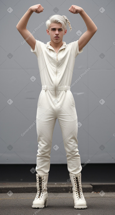 Uruguayan teenager boy with  white hair