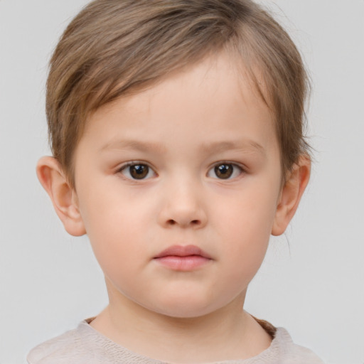 Neutral white child female with short  brown hair and brown eyes