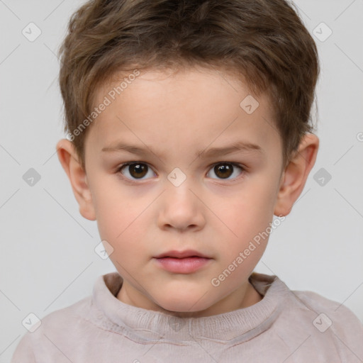 Neutral white child male with short  brown hair and brown eyes