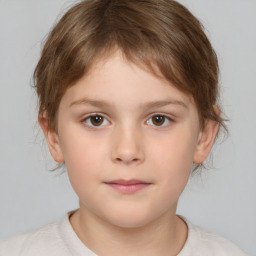 Neutral white child female with medium  brown hair and brown eyes