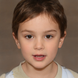 Neutral white child female with short  brown hair and brown eyes
