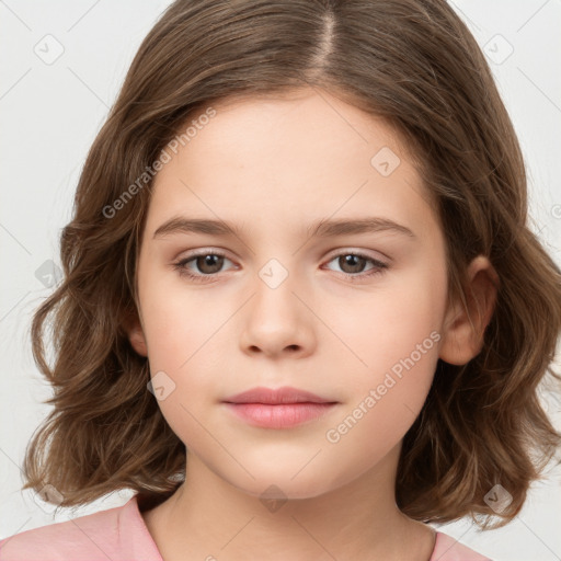 Neutral white child female with medium  brown hair and brown eyes