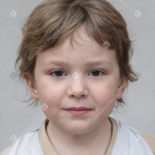 Neutral white child female with medium  brown hair and brown eyes