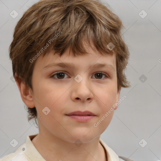 Neutral white child female with short  brown hair and brown eyes