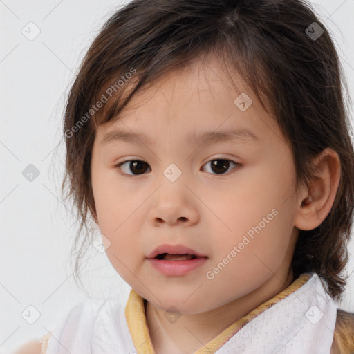 Neutral white child female with medium  brown hair and brown eyes