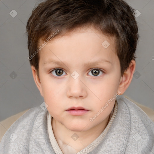 Neutral white child male with short  brown hair and brown eyes