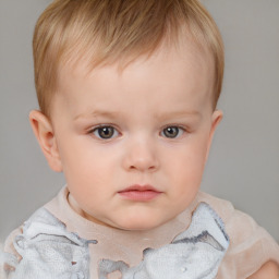 Neutral white child male with short  brown hair and blue eyes