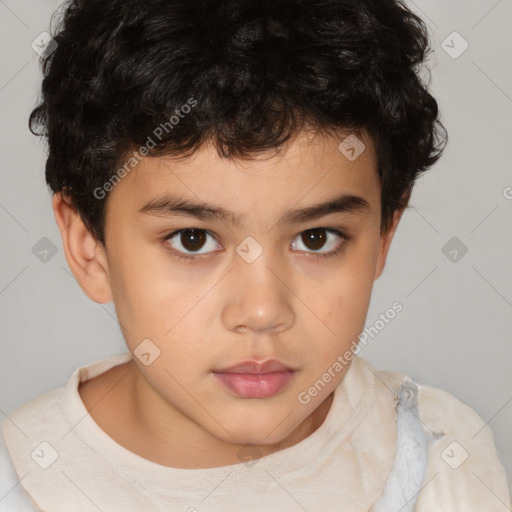 Neutral white child male with short  brown hair and brown eyes