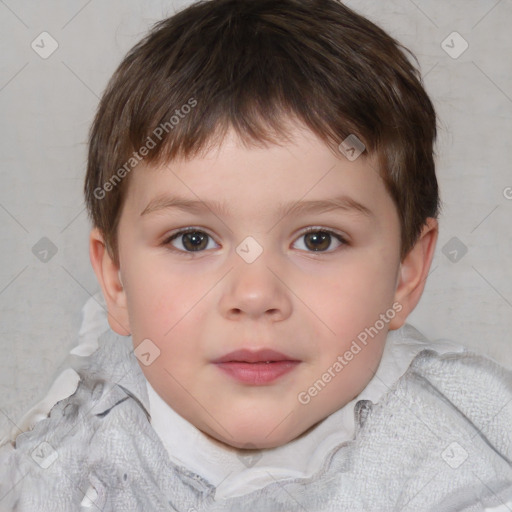 Neutral white child male with short  brown hair and brown eyes