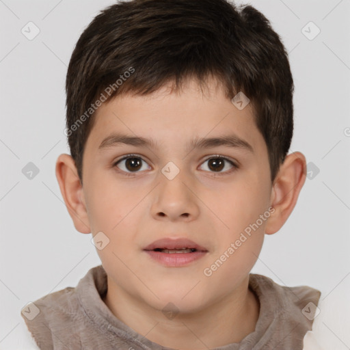 Neutral white child male with short  brown hair and brown eyes