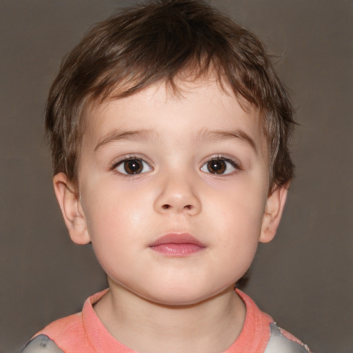 Neutral white child male with short  brown hair and brown eyes