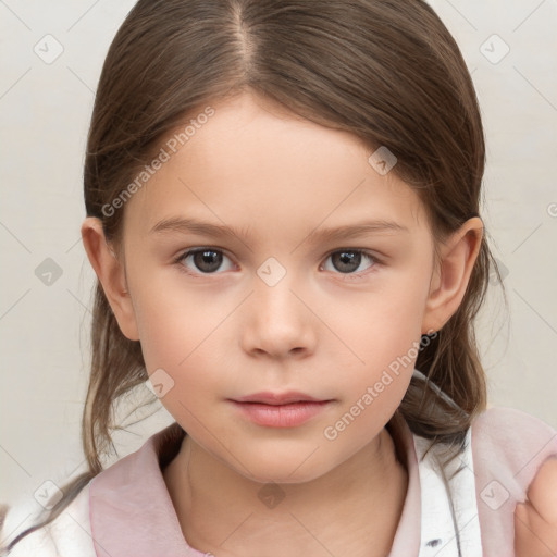 Neutral white child female with medium  brown hair and brown eyes