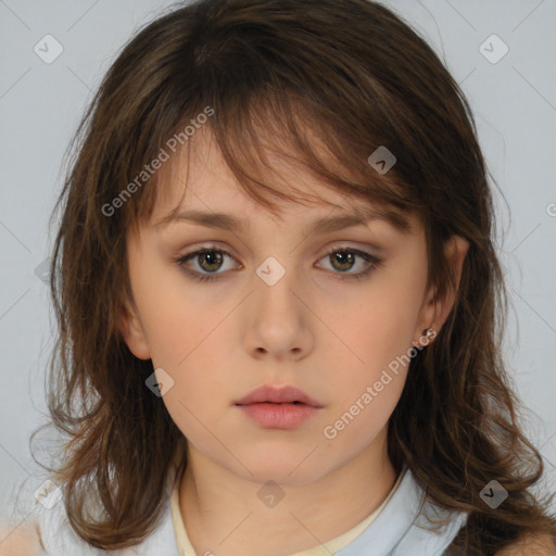 Neutral white child female with medium  brown hair and brown eyes