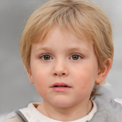 Neutral white child female with medium  brown hair and blue eyes