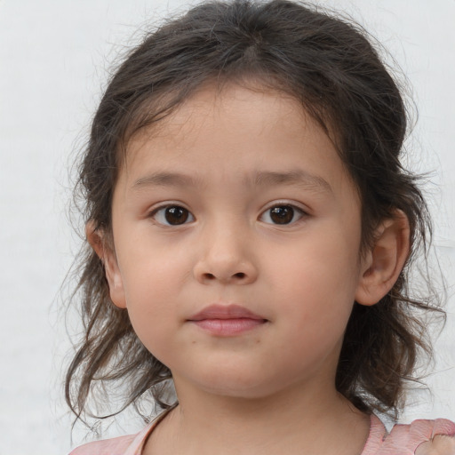 Neutral white child female with medium  brown hair and brown eyes