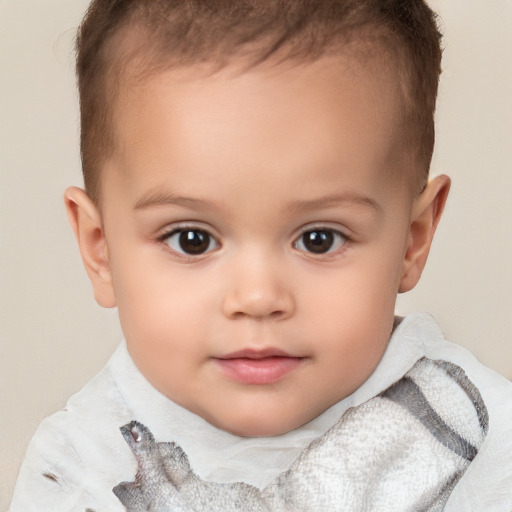 Neutral white child female with short  brown hair and brown eyes