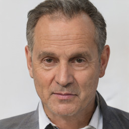 Neutral white middle-aged male with short  brown hair and brown eyes