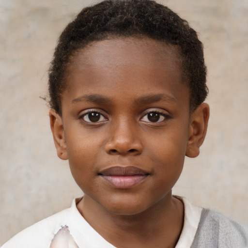 Neutral black child female with short  brown hair and brown eyes