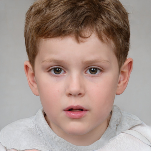 Neutral white child male with short  brown hair and brown eyes