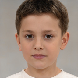 Neutral white child male with short  brown hair and brown eyes