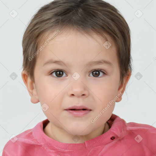 Neutral white child male with short  brown hair and brown eyes