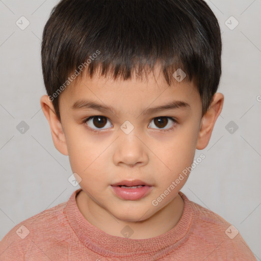 Neutral white child male with short  brown hair and brown eyes