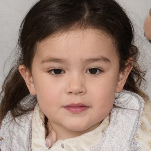 Neutral white child female with medium  brown hair and brown eyes