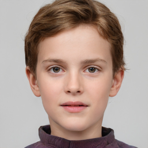 Neutral white child male with short  brown hair and grey eyes