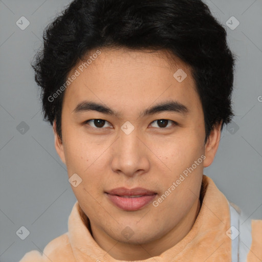 Neutral latino young-adult male with short  brown hair and brown eyes