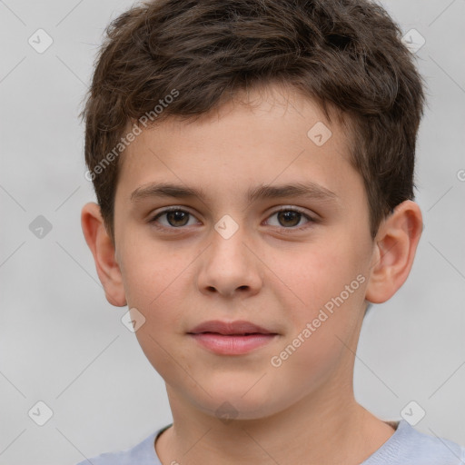 Neutral white child male with short  brown hair and brown eyes