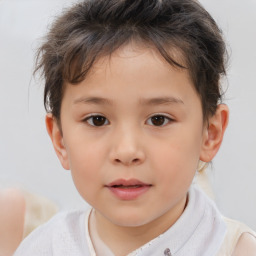 Neutral white child female with short  brown hair and brown eyes