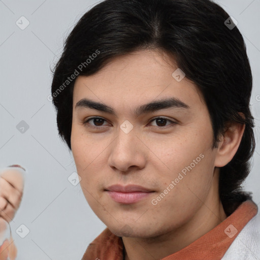 Neutral white young-adult male with medium  brown hair and brown eyes