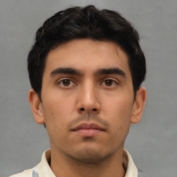 Neutral asian young-adult male with short  brown hair and brown eyes