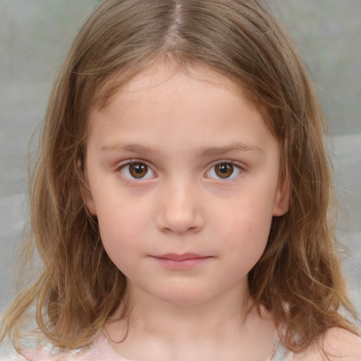 Neutral white child female with medium  brown hair and brown eyes