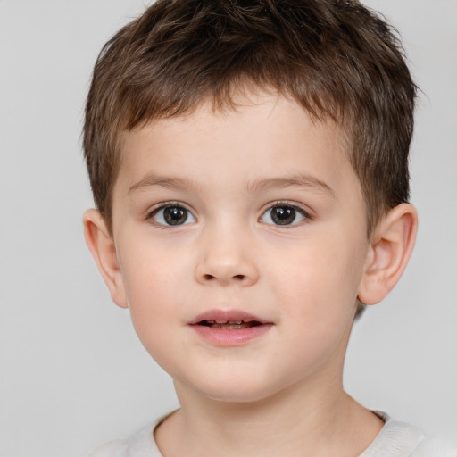 Neutral white child male with short  brown hair and brown eyes