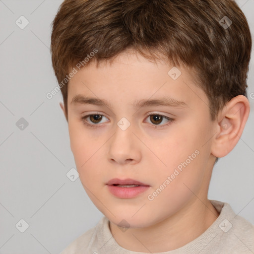 Neutral white child male with short  brown hair and brown eyes