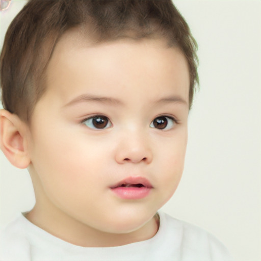 Neutral white child female with short  brown hair and brown eyes