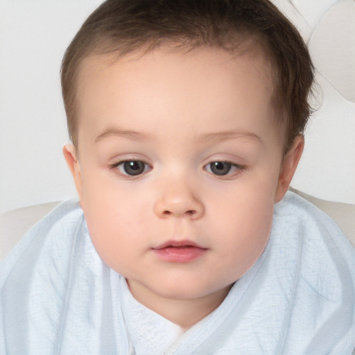 Neutral white child female with short  brown hair and brown eyes