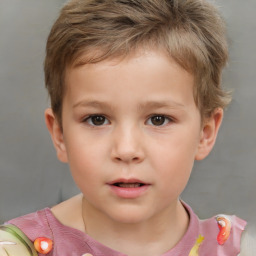 Neutral white child male with short  brown hair and brown eyes