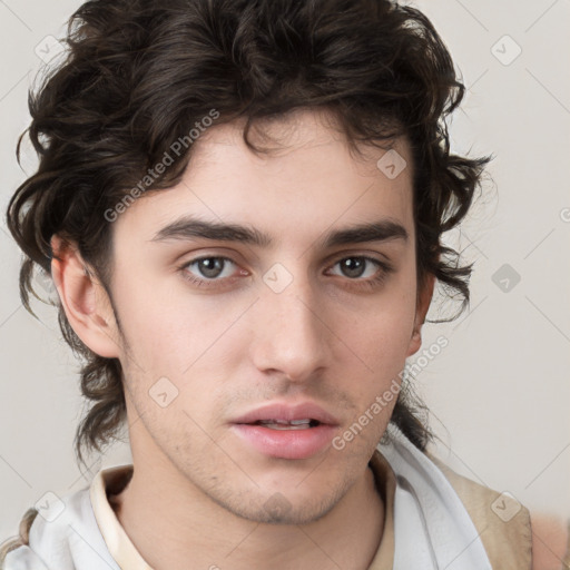 Neutral white young-adult male with medium  brown hair and brown eyes