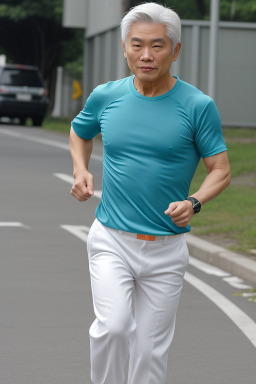 Taiwanese middle-aged male with  white hair