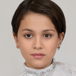 Neutral white young-adult female with short  brown hair and brown eyes