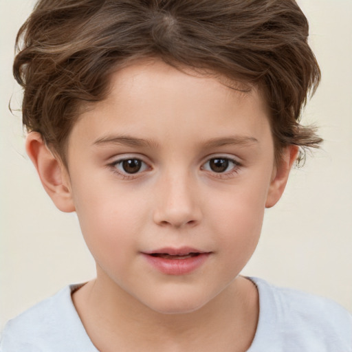 Neutral white child female with short  brown hair and brown eyes