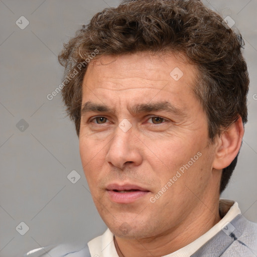 Neutral white adult male with short  brown hair and brown eyes