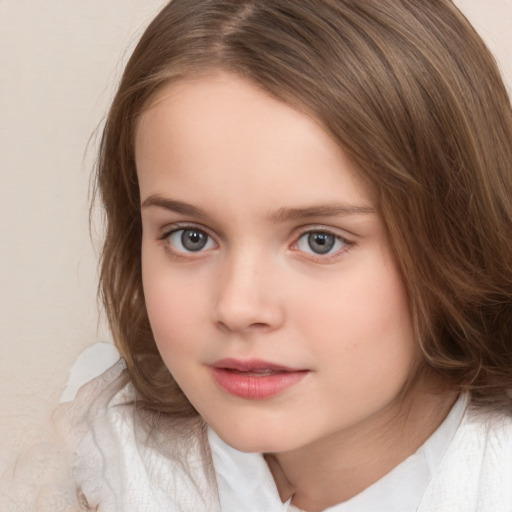 Neutral white child female with medium  brown hair and brown eyes