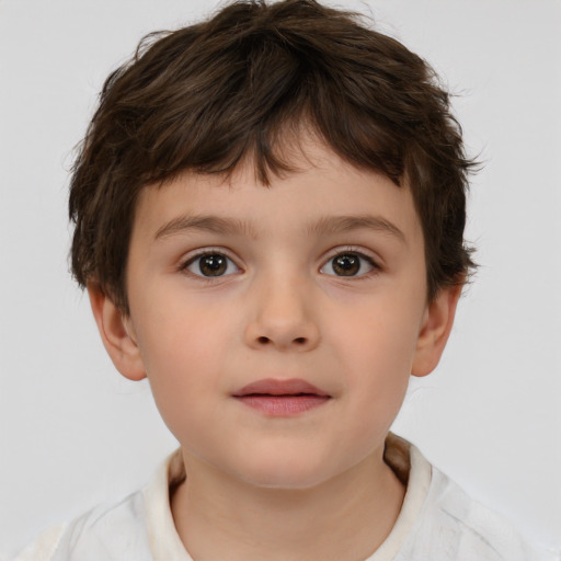 Neutral white child male with short  brown hair and brown eyes