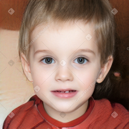 Joyful white child male with short  brown hair and brown eyes