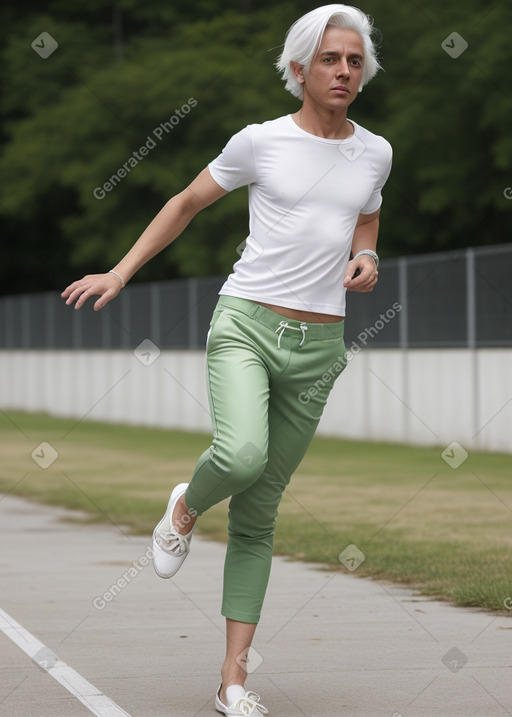 Adult non-binary with  white hair